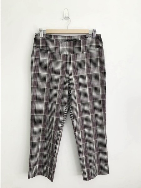Up! Up Check Plaid Houndstooth Cropped Pull On Pants Size Can 10 Aus 12 RRP$159