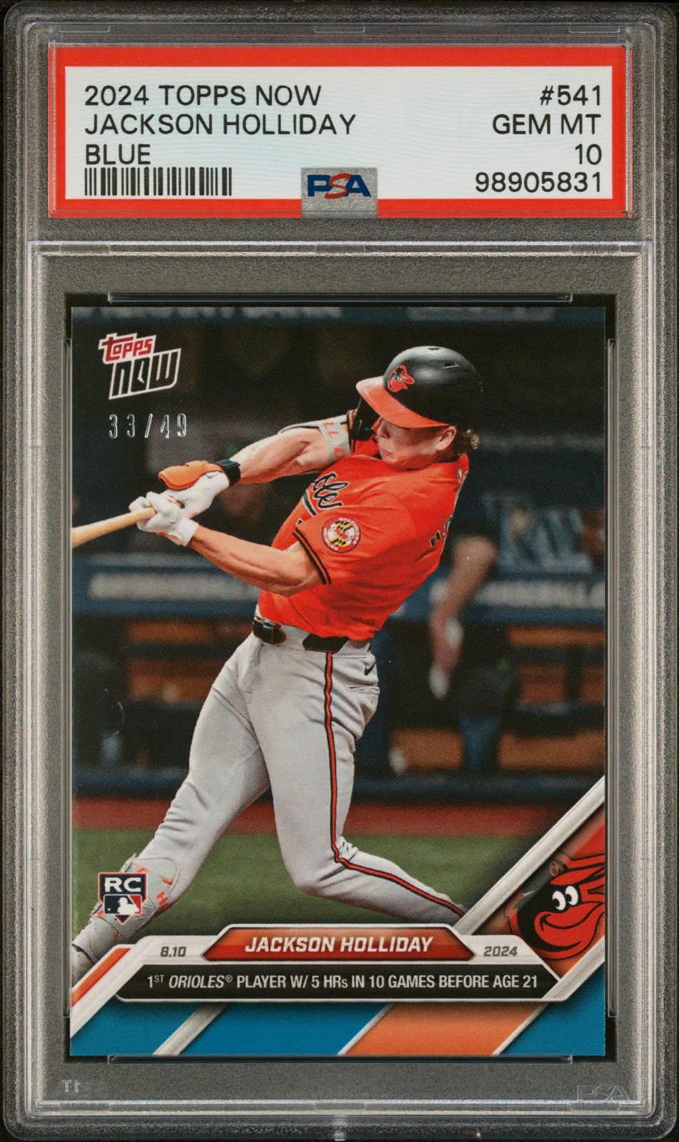 Jackson Holliday 2024 Topps Now #541 Rookie PSA 10