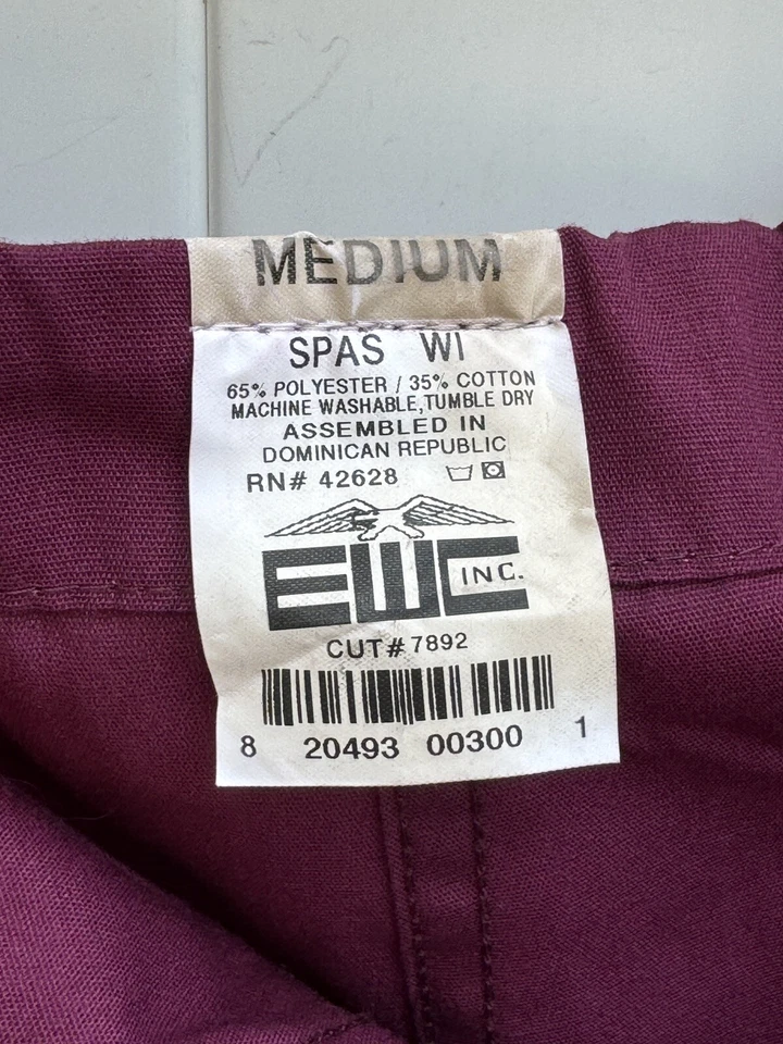 EWC Medical Scrub Pants SPAS WI Dark Plum, Tan Drawstring Medium - Image 3 of 3
