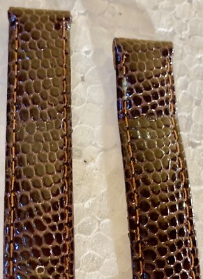 Bracelet Montre En Cuir De Lézard Véritable Brun - 12 Mm - Vintage N°9 - Occasion Comme Neuf