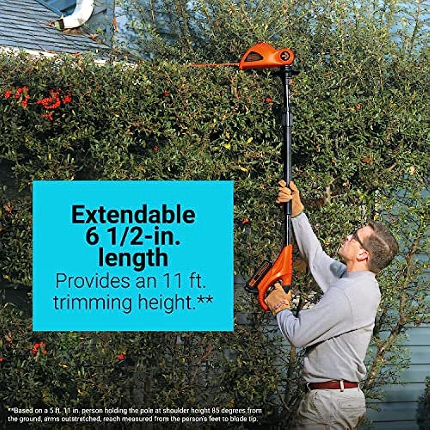 BLACK+DECKER 20V MAX 18 in. Cordless Pole Hedge Trimmer, Tool Only (LPHT120B)