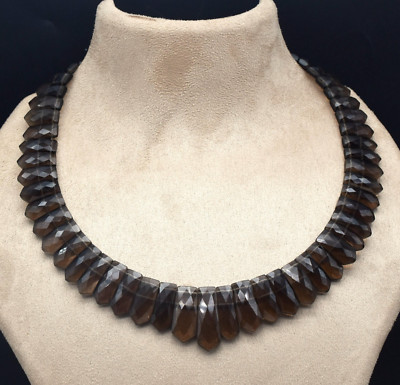 Certified Natural Smoky Quartz 478 Ct Sterling Silver Black Gemstone Necklace