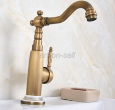 Antique Brass Bathroom Sink Faucet Swivel Vanity Basin Mixer Taps Single Handle