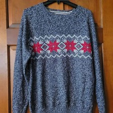 Men's Size Medium Winter Sweater Original Weatherproof Vintage Navy and Red