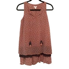 XHILARATION WOMENS V-NECK SLEEVELESS LAYERED LOOK DRESS/TUNIC PINK ORANGE XS