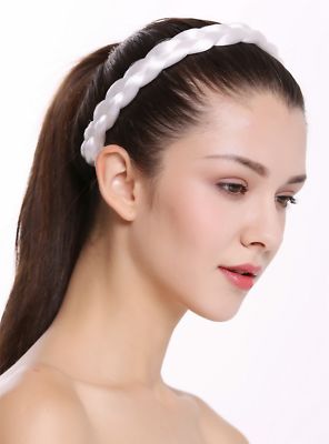 Haarband Haarreif geflochten traditionell sehr breit weiß braid CXT-005-138