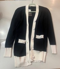 Charter Club Cashmere Black and Cream Cardigan - new with tage - size SMALL