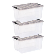 IRIS 72 Qt. Plastic Storage Bins with Lids, Stackable Storage Containers,3 Pack