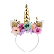 Unicorn Horn Floral Headband Glitter Ears Pony Head Bands Tiara for Girls Party