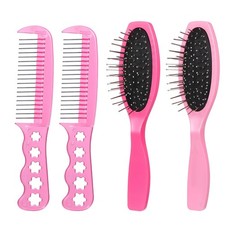 4 Pcs Doll Hair Brush, Mini Wig Brushes for Synthetic Hair Plastic Pink Wigs ...