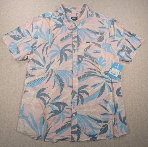 NWT O’Neill XXL Mens Short Sleeve Button Down Tropical Hawaii Beach Shirt Preppy - product listing photo