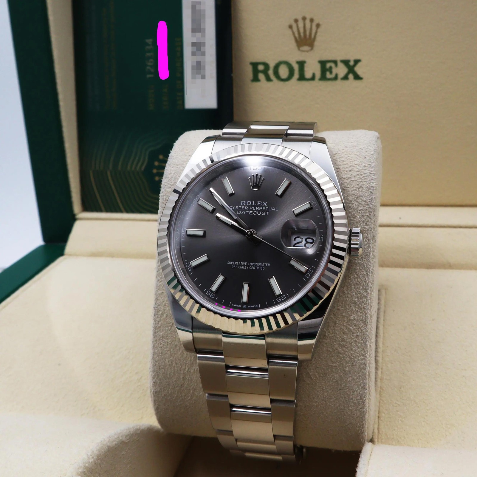 Rolex Datejust 41 Steel 18K White Gold Rhodium Index Dial Mens Watch 126334
