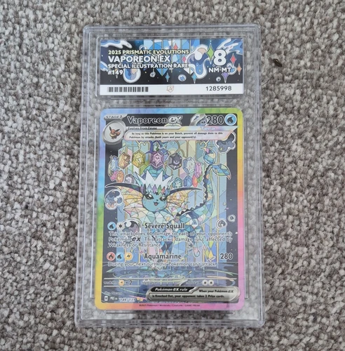 Pokémon Vaporeon ex 149/131 Prismatic Evolutions SIR Holo Ace Grading 8