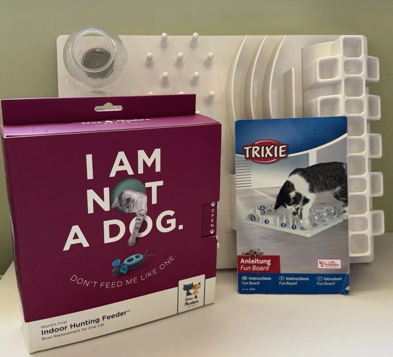 Cat Puzzle Feeder Interactive Slow Feeder Doc & Phoebe + Trixie Fun Board