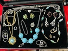Vintage Lot Of 15 Costume Jewelry Pieces, Bracelet, Earrings, Pendants Necklaces