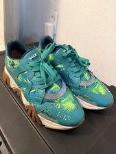 Versace Palm Print Men's Low Top Sneakers Teal Green Tropical Casual