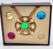 KJL Kenneth Jay Lane Maltese Cross w Interchangeable Cabachon Pendant Brooch