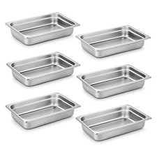 Full Size Hotel Pans 4 Inch Deep Stainless Steel Food Pan - Anti-Jam 6 Pack S...