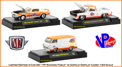 M2 Machines 1:64 Diecast 3 Car Set VP Racing in Acrylic Display Cases R53