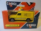 Vintage Corgi J64 Land Rover  AA Service 1:64 Yellow 1984 Diecast Car NIB