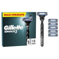 Gillette Mach3 Regolabarba Uomo Lame Rasoio a Mano Libera 1 Manico e 6 Lamette