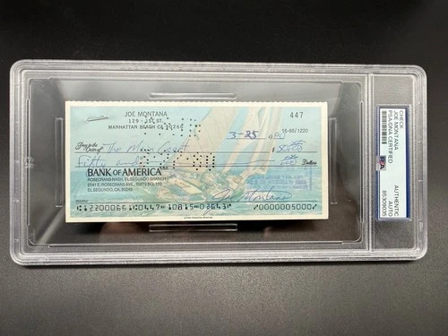Joe Montana Autographed Personal Check Rookie Year 1980 PSA/DNA Signed Rare!