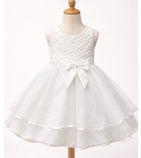 Rare Editions Girls Dress Size 5 White Ruffles Lace Satin Bow Pearls flower girl