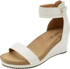 Dream Pairs Women s Wedge Sandals White Ankle Strap Platform Heel Size 8