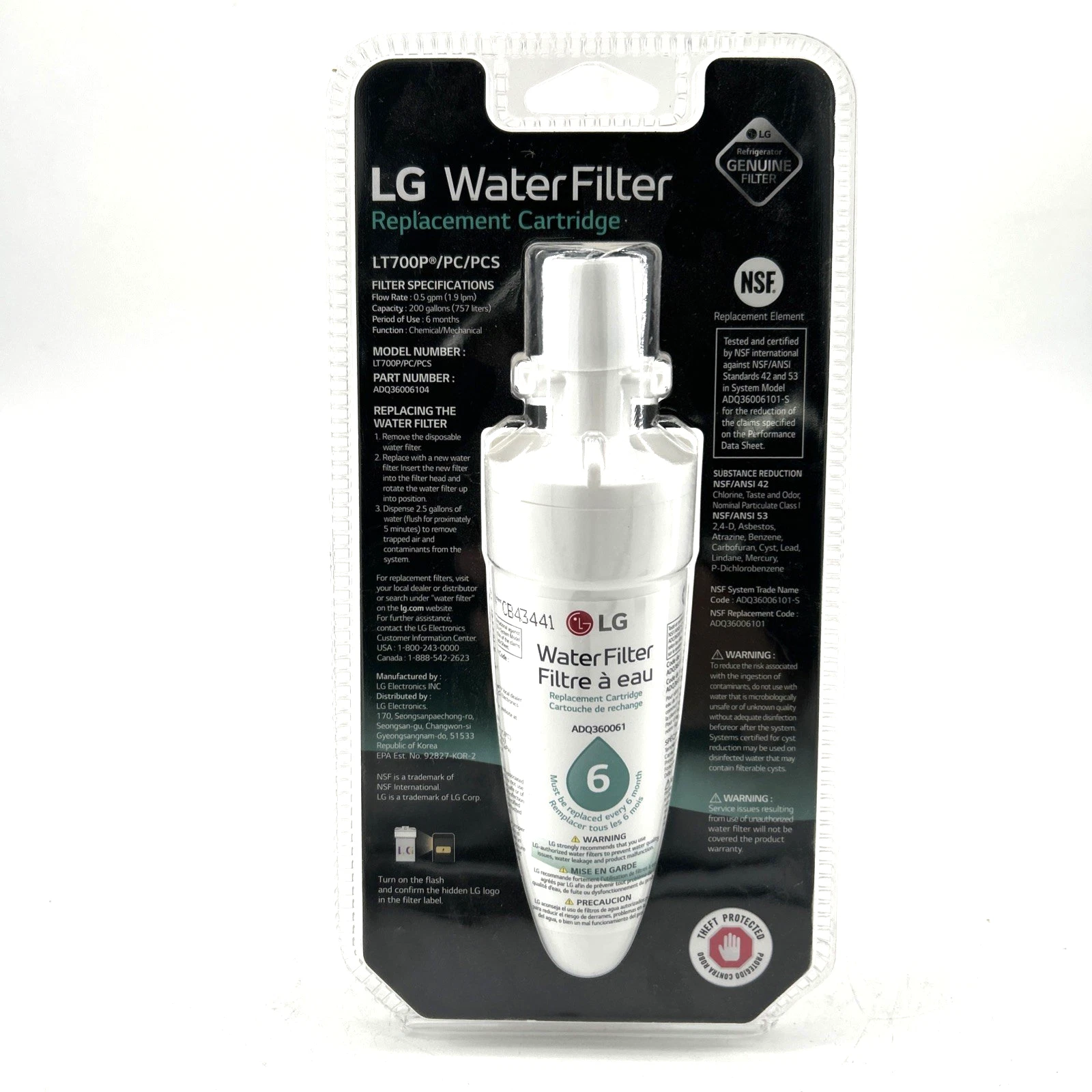 LG Refrigerator Water Filter ADQ36006104 Installed