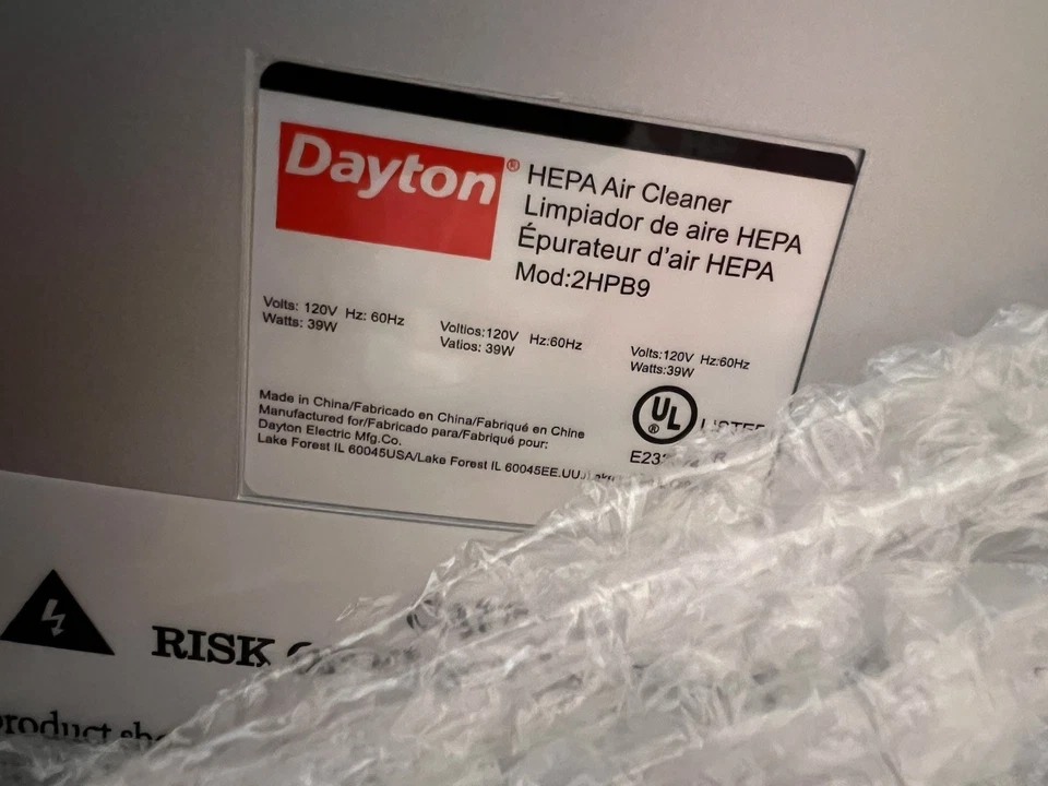 Purificador de aire portátil para el hogar Dayton 2HPB9 120V (partículas, COV, eliminación de olores-3 unidades) Foto 4 de 4
