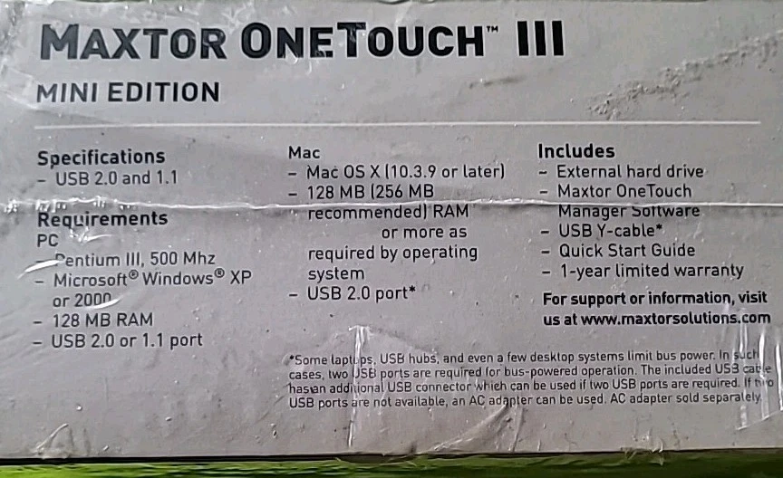 NEW & Sealed Maxtor OneTouch III Mini Edition 80GB External Hard Drive USB - Image 2 of 4