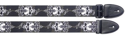 Guitar Strap made of Terylene with 'Black Skull' Design