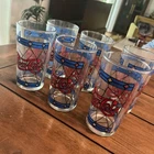 6 Vintage 12 oz Pepsi Cola Stained Glass Tiffany Style Drinking glasses, 1970’s.