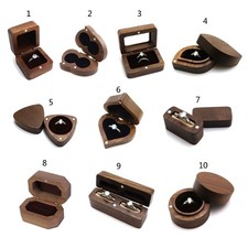 Unisex Small Thin Wooden Engagement Ring Box Flat Ring Box for Proposal, Wedding