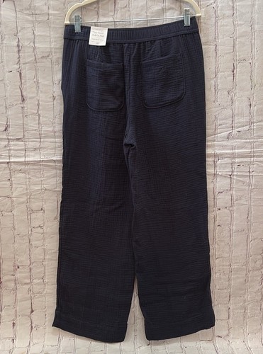 Talbots Airy Wide Leg Gauzy Pull-on Pant In Navy NEW Medium Petite Cotton Comfy - Picture 7 of 7