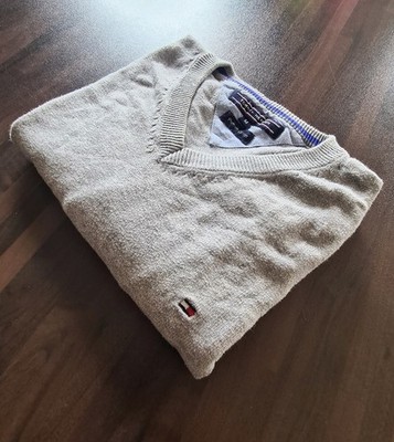 Tommy Hilfiger Herren Pullover Sweatshirt Grau Größe M Baumwolle Langarm Sweater