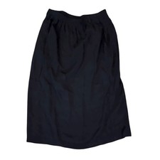 Vintage 80s 90s Alfred Dunner Textured Pull-On Skirt Stretch Back Slit Black 14