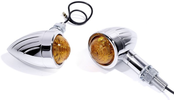 Bullet Mini Blinker Chrom Grooved FüR Harley Davidson Honda Suzuki Yamaha BMW-image