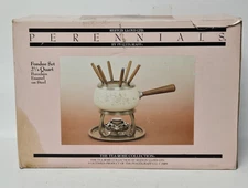 Reston Lloyd Pfaltzgraff Enamel Tea Rose 11 PC Fondue Set 1989 New Open Box