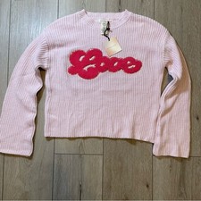 Happily Grey Light Blush Pink "Love" Cozy Crewneck Sweater Girls M (10-12)