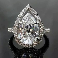 Pear Cut 3.50 Ct Certified White Diamond Ring - Tariff Free