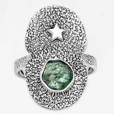 Star Aqua Apatite Rough Madagascar 925 Sterling Silver Ring s.9 Jewelry R-1290