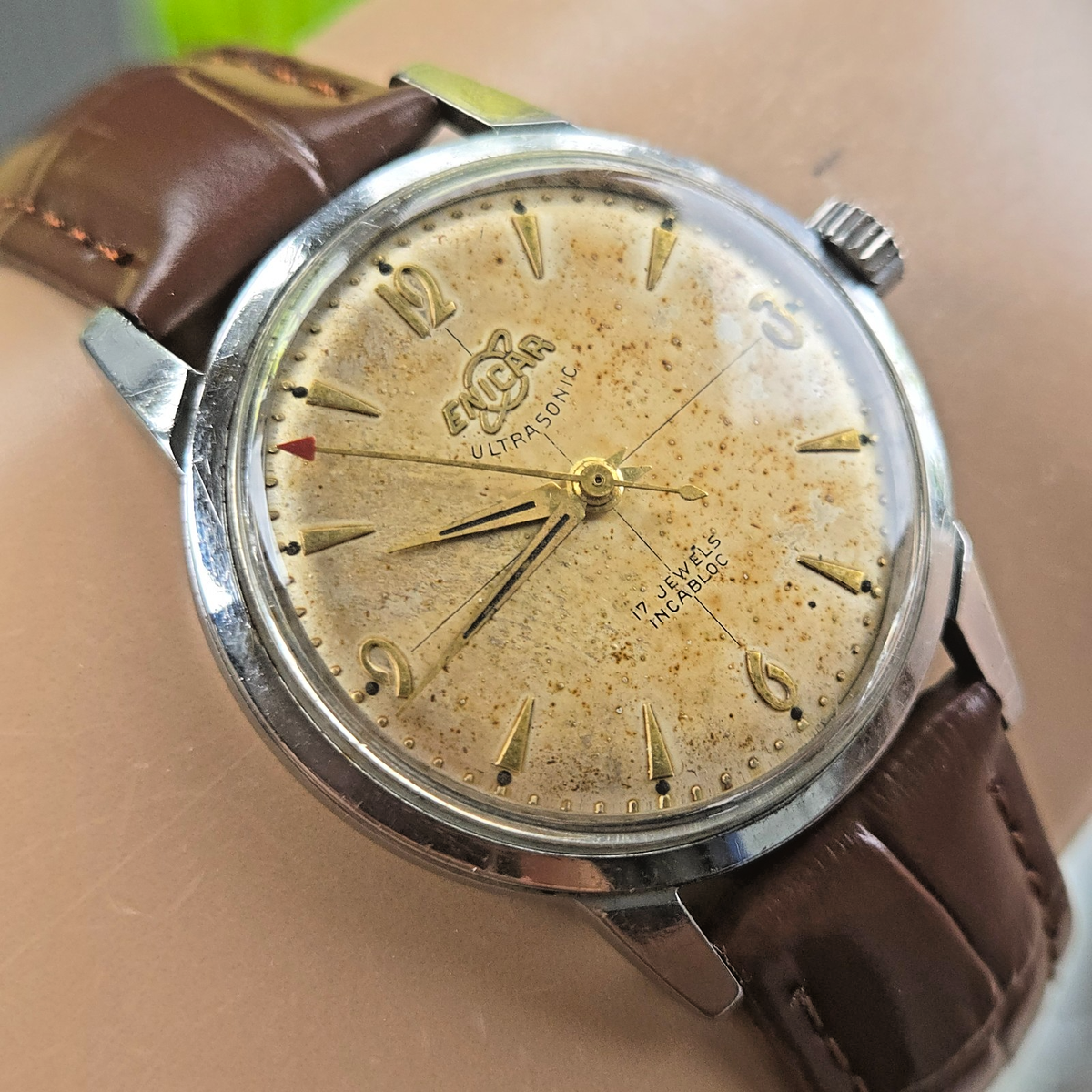 Vintage ENICAR ultrasonic men's manual wind watch AS1020 Crosshair