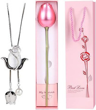 Gioielli Collana Cuore Dell'Arcobaleno Con Pendente Di Perle in Oro Rosa Con Con