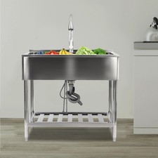Stainless Steel Kitchen Sink Stainless Steel Laundry Sink Silver with Faucet