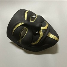 Black Gold Masquerade Mask with Mustache Design for Halloween Cosplay Costume