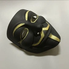 Black Gold Masquerade Mask with Mustache Design for Halloween Cosplay Costume