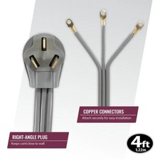 Certified Appliance 4 ft 40 Amp 3 Prong 3-Wire Eyelet Range Power Cord 90-1060