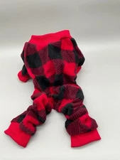 Pet (Pet Supplies) Buffalo Plaid Fleece Dog Pajamas XS Red Black Warm
