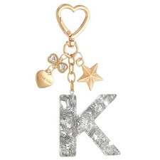 Cute Initial Letter Keychain Letter K Keychains for Women Girls Bling Silver